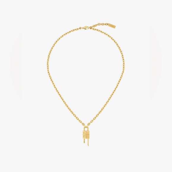 Givenchy Yellow Gold Lock Necklace with 4G Padlock Chain Choker Chanel Gucci - Picture 3 of 5